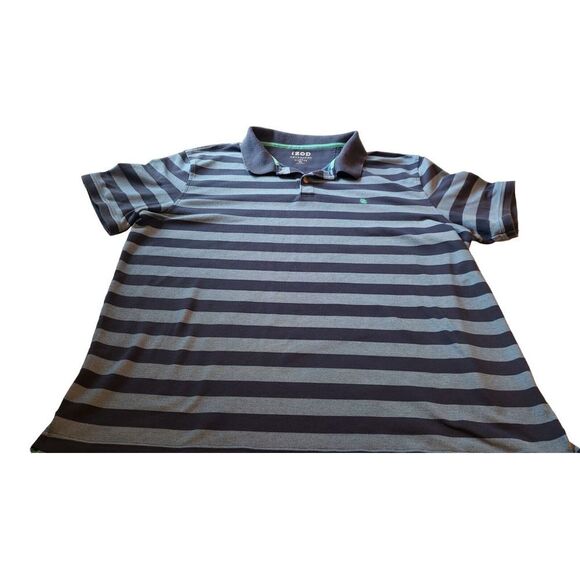 Izod Advantage Performance Sport Stretch 2XL Polo Shirt Mens Blue Stripe Golf - Picture 1 of 10